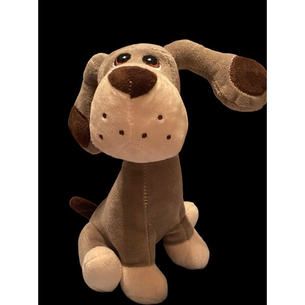 Burton & Burton Tan Large Floppy Plush Sitting Dog Stuffed Animal 10"
